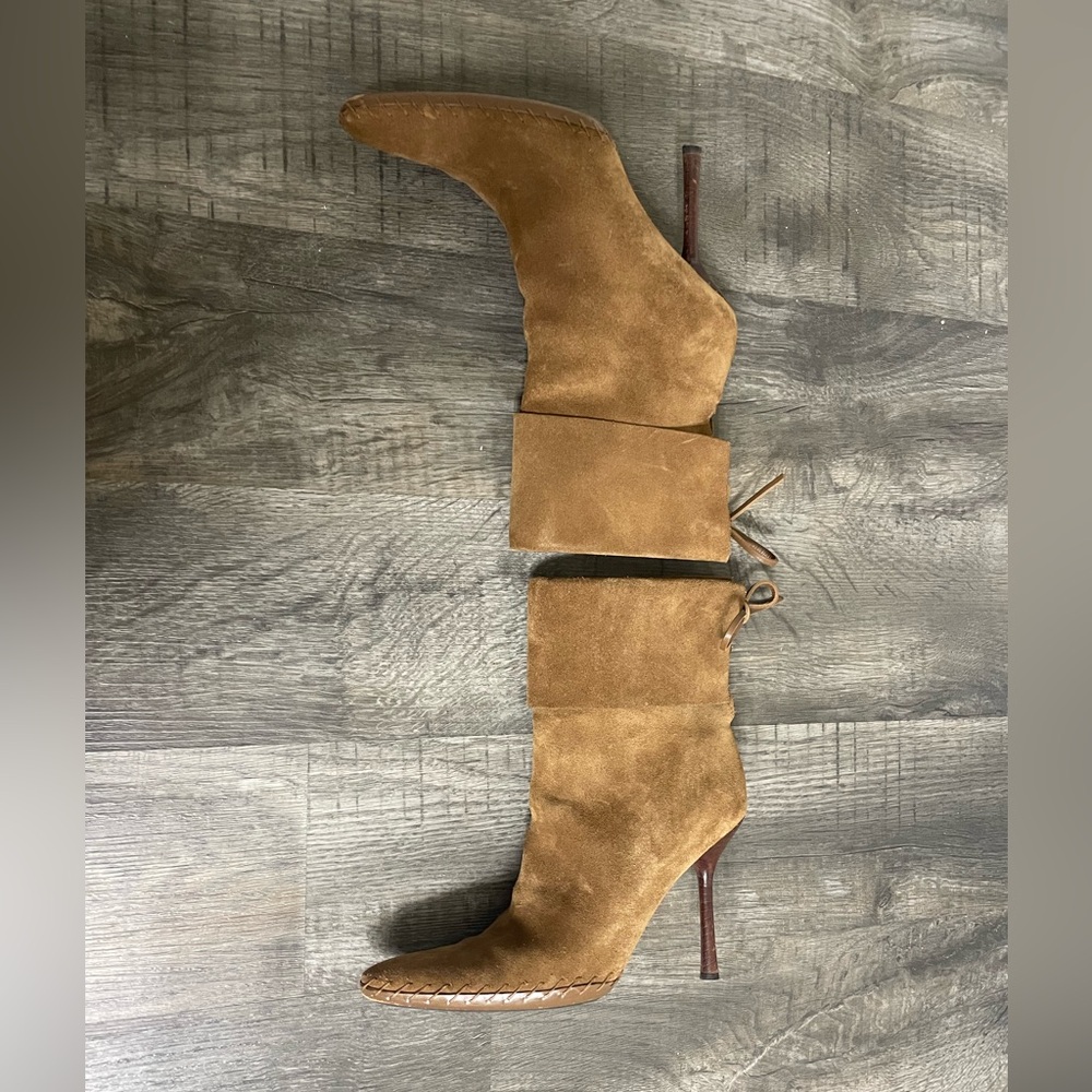 Gucci Camel Suede Whipstitch Boots - Picture 5 of 10